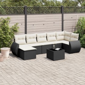 7-teiliges Garten-Essset und schwarze Kissen aus synthetischem Rattan von , Modulare Sofas für den Außenbereich - Ref: Foro24...