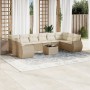 11-teiliges Gartensofa-Set mit beigen synthetischen Rattankissen von , Modulare Sofas für den Außenbereich - Ref: Foro24-3221...