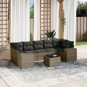 8-teiliges Gartensofa-Set und graue synthetische Rattankissen von , Modulare Sofas für den Außenbereich - Ref: Foro24-3222339...