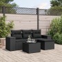 5-teiliges Gartenmöbel-Set und schwarze synthetische Rattankissen von , Modulare Sofas für den Außenbereich - Ref: Foro24-322...