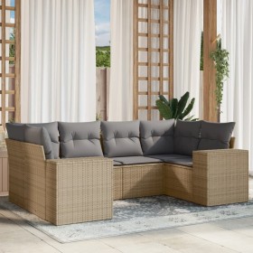 Gartensofa-Set mit Kissen, 6-teilig, beiges synthetisches Rattan von , Gartensets - Ref: Foro24-3222978, Preis: 430,36 €, Rab...