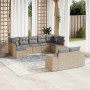 9-teiliges Gartensofa-Set mit beigen synthetischen Rattankissen von , Gartensets - Ref: Foro24-3223018, Preis: 614,84 €, Raba...