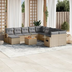 12-teiliges Gartensofa-Set und braune synthetische Rattankissen von , Modulare Sofas für den Außenbereich - Ref: Foro24-32248...