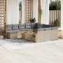 Gartensofa-Set mit Kissen, 13-teilig, beiges synthetisches Rattan von , Modulare Sofas für den Außenbereich - Ref: Foro24-322...