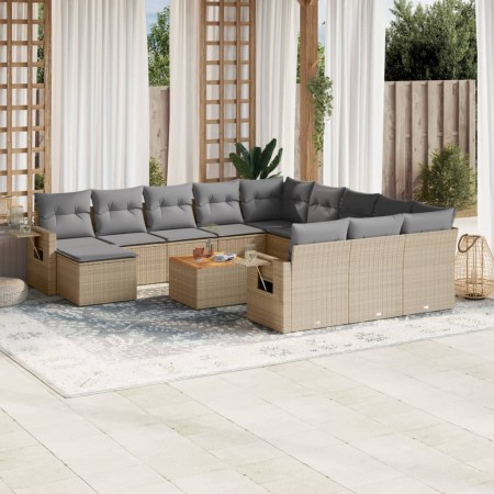 Garden sofa set with cushions 13 pieces beige synthetic rattan by , Modular outdoor sofas - Ref: Foro24-3224869, Price: 875,9...