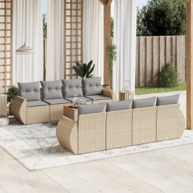 9-teiliges Gartensofa-Set mit beigen synthetischen Rattankissen von , Gartensets - Ref: Foro24-3224925, Preis: 674,15 €, Raba...