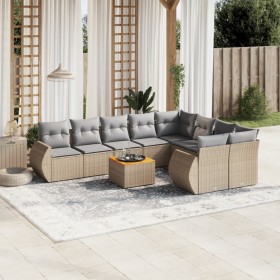 Gartensofa-Set mit beigen Kissen, 10-teilig, synthetisches Rattan von , Gartensets - Ref: Foro24-3225163, Preis: 668,99 €, Ra...