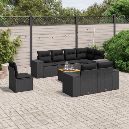 8-teiliges Gartensofa-Set und schwarze synthetische Rattankissen von , Gartensets - Ref: Foro24-3225537, Preis: 696,19 €, Rab...