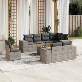 9-teiliges Gartenmöbel-Set und graue synthetische Rattankissen von , Gartensets - Ref: Foro24-3225542, Preis: 676,96 €, Rabat...