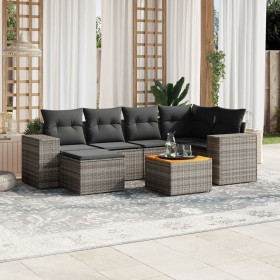 7-piece garden sofa set with gray PE rattan cushions by , Garden sets - Ref: Foro24-3225549, Price: 445,92 €, Discount: %