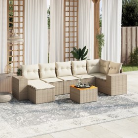 Gartensofa-Set mit beigen Kissen 8 Stück PE-Rattan von , Gartensets - Ref: Foro24-3225554, Preis: 601,44 €, Rabatt: %