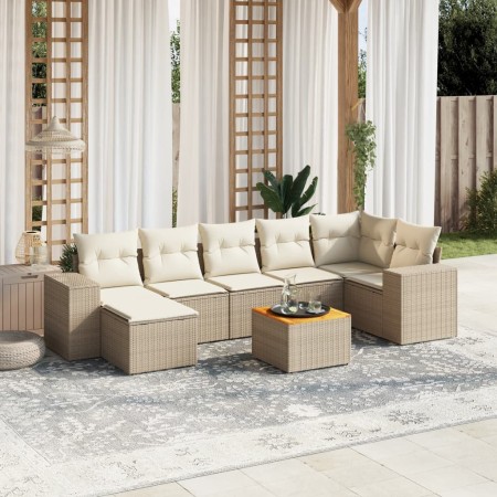 Garden sofa set with beige cushions 8 pcs PE rattan by , Garden sets - Ref: Foro24-3225554, Price: 601,44 €, Discount: %