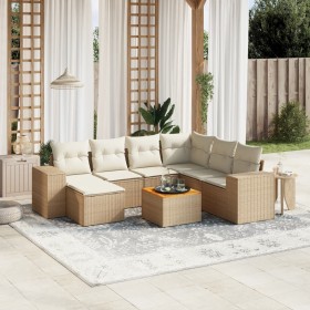 Gartensofa-Set mit beigen Kissen 8 Stück PE-Rattan von , Gartensets - Ref: Foro24-3225561, Preis: 601,99 €, Rabatt: %