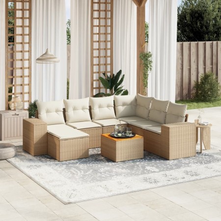 Gartensofa-Set mit beigen Kissen 8 Stück PE-Rattan von , Gartensets - Ref: Foro24-3225561, Preis: 601,44 €, Rabatt: %