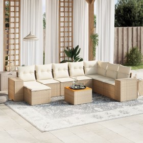 9-teiliges Gartensofa-Set mit beigen synthetischen Rattankissen von , Gartensets - Ref: Foro24-3225582, Preis: 721,23 €, Raba...