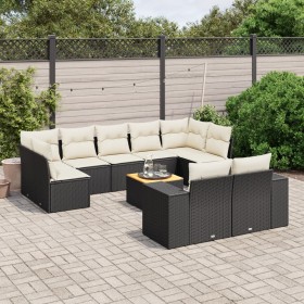 Gartensofa-Set 10-teilig mit schwarzen synthetischen Rattankissen von , Gartensets - Ref: Foro24-3225594, Preis: 624,52 €, Ra...