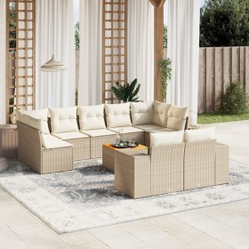 Gartensofa-Set mit beigen Kissen, 10-teilig, synthetisches Rattan von , Gartensets - Ref: Foro24-3225596, Preis: 767,99 €, Ra...