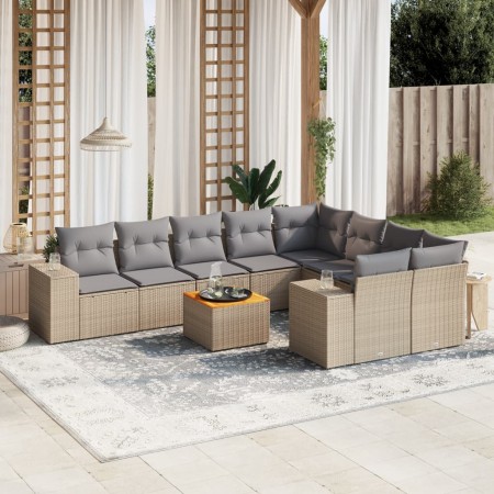 Garden sofa set with beige cushions 10 pieces synthetic rattan by , Garden sets - Ref: Foro24-3225604, Price: 672,77 €, Disco...