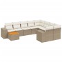 Gartensofa-Set mit beigen Kissen, 10-teilig, synthetisches Rattan von , Gartensets - Ref: Foro24-3225610, Preis: 766,78 €, Ra...