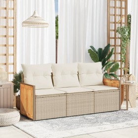 Garden sofa set with beige cushions 3 pieces PE rattan by , Garden sets - Ref: Foro24-3227437, Price: 259,18 €, Discount: %