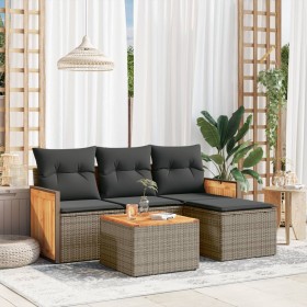 Garden sofa set with cushions 5 pieces gray synthetic rattan by , Garden sets - Ref: Foro24-3227593, Price: 322,43 €, Discoun...