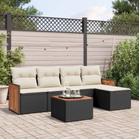 6-teiliges Gartensofa-Set und schwarze synthetische Rattankissen von , Gartensets - Ref: Foro24-3227603, Preis: 354,77 €, Rab...