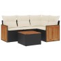 Set de muebles de jardín 5 pzas y cojines ratán sintético negro de , Conjuntos de jardín - Ref: Foro24-3227617, Precio: 334,3...