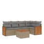 Gartensofa-Set mit Kissen, 6-teilig, beiges synthetisches Rattan von , Gartensets - Ref: Foro24-3227634, Preis: 431,86 €, Rab...