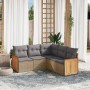 Gartensofa-Set mit Kissen, 5-teilig, beiges synthetisches Rattan von , Gartensets - Ref: Foro24-3227641, Preis: 377,91 €, Rab...