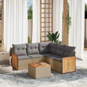 Gartensofa-Set mit Kissen, 6-teilig, beiges synthetisches Rattan von , Gartensets - Ref: Foro24-3227648, Preis: 431,86 €, Rab...