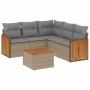 Gartensofa-Set mit Kissen, 6-teilig, beiges synthetisches Rattan von , Gartensets - Ref: Foro24-3227648, Preis: 431,86 €, Rab...