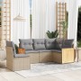 Garden sofa set with cushions 5 pieces beige synthetic rattan by , Garden sets - Ref: Foro24-3227655, Price: 377,91 €, Discou...