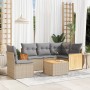 Gartensofa-Set mit Kissen, 6-teilig, beiges synthetisches Rattan von , Gartensets - Ref: Foro24-3227662, Preis: 431,86 €, Rab...