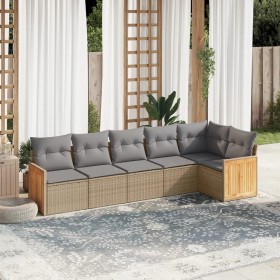 Gartensofa-Set mit Kissen, 6-teilig, beiges synthetisches Rattan von , Gartensets - Ref: Foro24-3227669, Preis: 449,70 €, Rab...