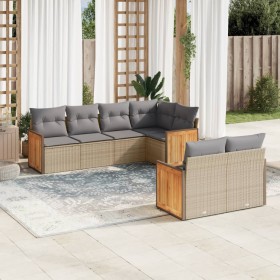 7-piece garden sofa set and beige synthetic rattan cushions by , Garden sets - Ref: Foro24-3227823, Price: 537,99 €, Discount: %