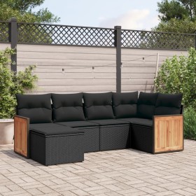 6-teiliges Gartensofa-Set und schwarze synthetische Rattankissen von , Gartensets - Ref: Foro24-3227854, Preis: 372,68 €, Rab...