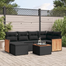 7-teiliges Garten-Essset und schwarze Kissen aus synthetischem Rattan von , Gartensets - Ref: Foro24-3227861, Preis: 415,25 €...