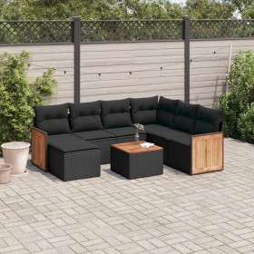 8-teiliges Gartensofa-Set und schwarze synthetische Rattankissen von , Gartensets - Ref: Foro24-3227889, Preis: 484,24 €, Rab...