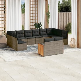 Gartensofa- und Kissenset 12-teilig aus grauem synthetischem Rattan von , Gartensets - Ref: Foro24-3228125, Preis: 785,99 €, ...