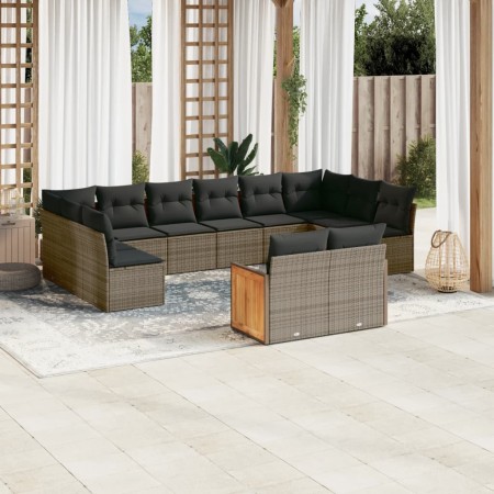 Garden sofa and cushion set 12 pieces gray synthetic rattan by , Garden sets - Ref: Foro24-3228125, Price: 764,20 €, Discount: %