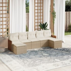 7-piece garden sofa set and beige synthetic rattan cushions by , Garden sets - Ref: Foro24-3227913, Price: 489,99 €, Discount: %