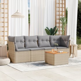 Gartensofa-Set mit beigem Kissenmix, 5-teilig aus PE-Rattan von , Gartensets - Ref: Foro24-3255807, Preis: 304,99 €, Rabatt: %