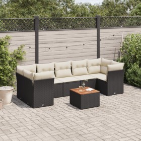 Gartensofa- und Kissenset 8-teilig aus schwarzem synthetischem Rattan von , Gartensets - Ref: Foro24-3255839, Preis: 477,94 €...