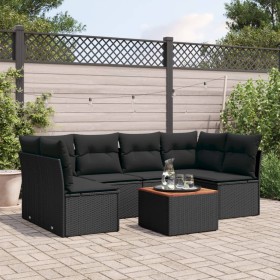 7-teiliges Garten-Essset und schwarze Kissen aus synthetischem Rattan von , Gartensets - Ref: Foro24-3255887, Preis: 442,81 €...