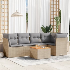 Gartensofa-Set mit beigem Kissenmix, 6-teilig, PE-Rattan von , Gartensets - Ref: Foro24-3255961, Preis: 424,12 €, Rabatt: %