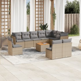 Garden sofa set with beige cushions mix 11 pieces PE rattan by , Garden sets - Ref: Foro24-3256031, Price: 769,26 €, Discount: %