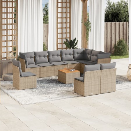 Gartensofa-Set mit beigem Kissenmix, 11-teilig aus PE-Rattan von , Gartensets - Ref: Foro24-3256031, Preis: 729,18 €, Rabatt: %