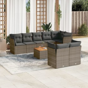 9-teiliges Gartenmöbel-Set und graue synthetische Rattankissen von , Gartensets - Ref: Foro24-3256067, Preis: 584,99 €, Rabat...