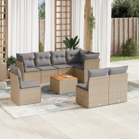 Gartensofa-Set mit beigem Kissenmix, 9-teilig aus PE-Rattan von , Gartensets - Ref: Foro24-3256073, Preis: 631,50 €, Rabatt: %