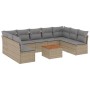 Garden sofa set with beige cushions 10 pieces synthetic rattan by , Garden sets - Ref: Foro24-3256122, Price: 672,47 €, Disco...